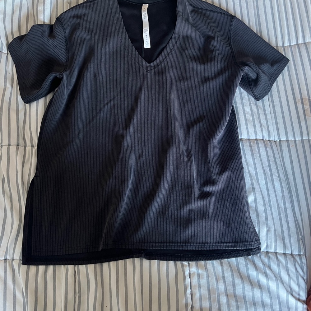 Lululemon Athletica Black Ribbed V-Neck Tee